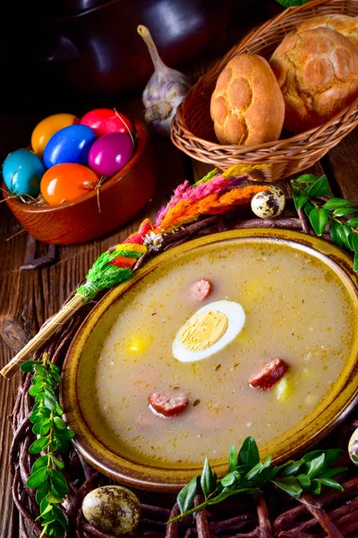 Zurek: zuppa di Pasqua polacca per il periodo festivo — Foto Stock