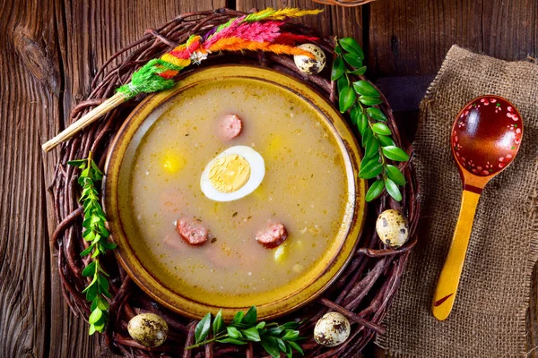 Zurek: Polska zupa wielkanocna na sezon świąteczny — Zdjęcie stockowe