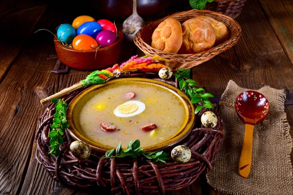 Zurek: Polska zupa wielkanocna na sezon świąteczny — Zdjęcie stockowe