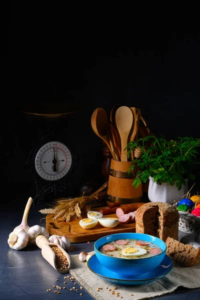 Páscoa Polonês Sopa Farinha Azeda Para Café Manhã Páscoa Urek — Fotografia de Stock