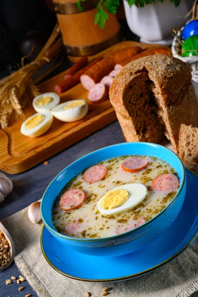 Великодня Польською Мовою Кислий Суп Борошна Великоднього Сніданку Урек — стокове фото