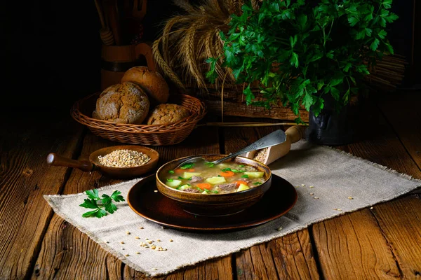 Krupnik a delicious Polish barley soup — Stock Image Krupnik Delicious Polish Barley Soup Stock Picture