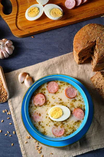 Πάσχα Στην Πολωνική Ξινή Σούπα Αλεύρι Για Πρωινό Του Πάσχα — Φωτογραφία Αρχείου
