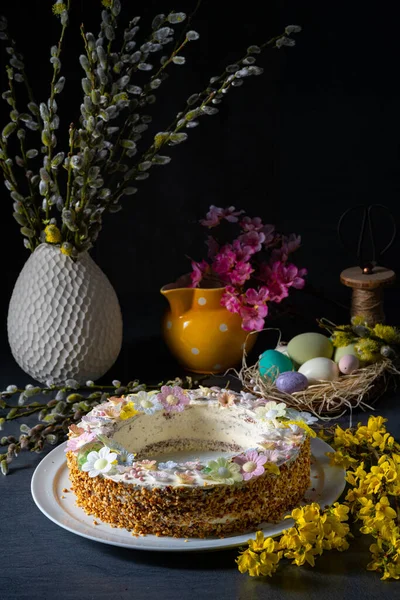 Ghirlanda Torta Perfetta Tavola Pasqua — Foto Stock