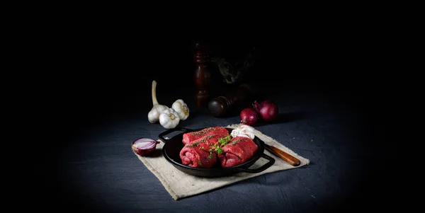 Rulades Carne Cruda Preparados Para Cocinar — Foto de Stock