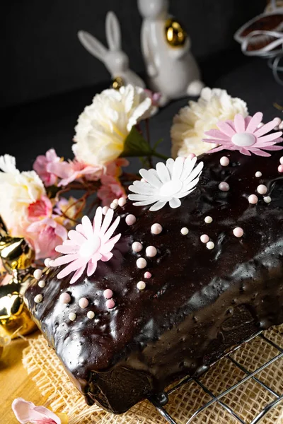 Смачний Великодній Домашній Шоколадний Торт — стокове фото