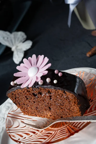 Leckere Hausgemachte Saftige Schokoladenkuchen — Stockfoto