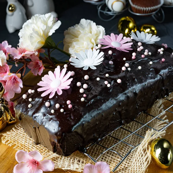 Deliziosa Torta Cioccolato Fatta Casa Pasqua — Foto Stock