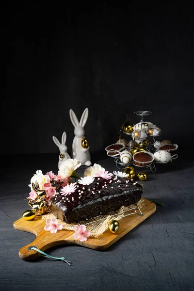 Delicioso Pastel Chocolate Casero Pascua — Foto de Stock