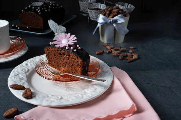 Lezzetli Yapımı Sulu Çikolatalı Pasta — Stok fotoğraf