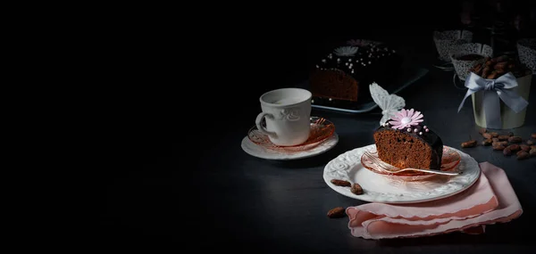 Leckere Hausgemachte Saftige Schokoladenkuchen — Stockfoto