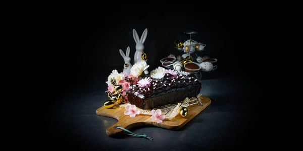 Delicious Easter Homemade Chocolate Cake — Stock Photo, Image