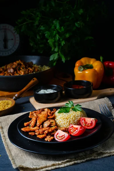 Bulgur Com Carne Legumes — Fotografia de Stock