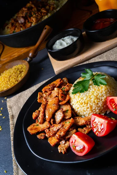 Bulgur Com Carne Legumes — Fotografia de Stock