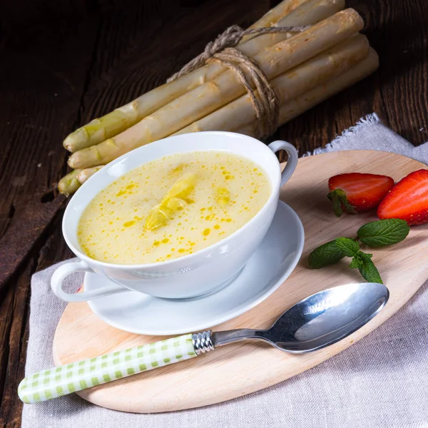 Délicieuse Soupe Asperges Blanches Printanières — Photo