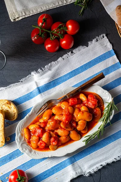 Gigantes Plaki Fagioli Forno Salsa Pomodoro — Foto Stock