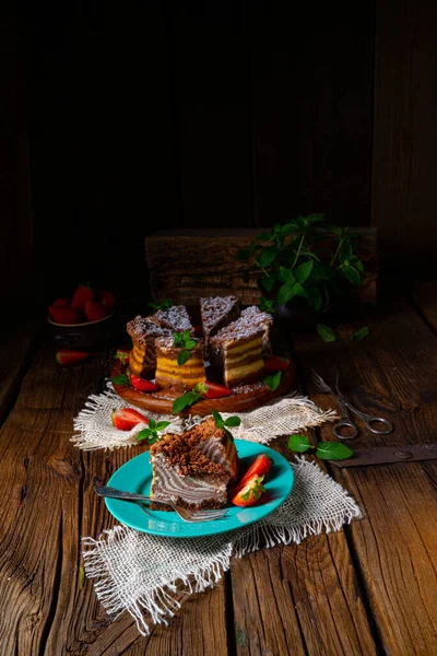 Délicieux Crémeux Gâteau Fromage Zèbre — Photo