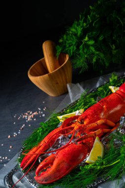 Buzda pişmiş ıstakoz.