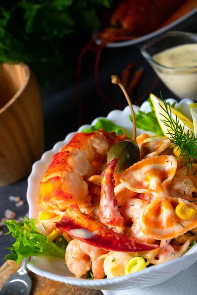 Hummer Krabbensalat Mit Nudeln — Stockfoto