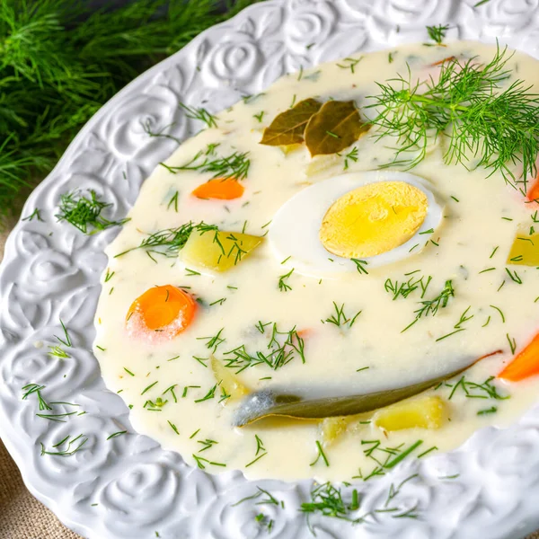 Sopa Leite Com Ovo Endro Fresco — Fotografia de Stock