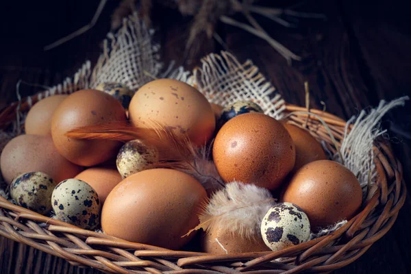 Fresh Eggs Straight Farm Basket — Stock Photo, Image