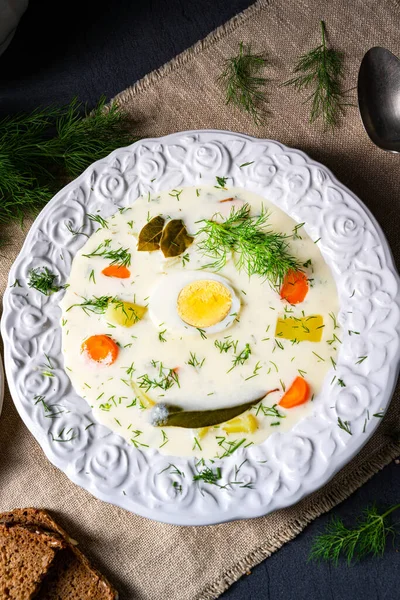 Dillsuppe Mit Und Frischem Dill — Stockfoto