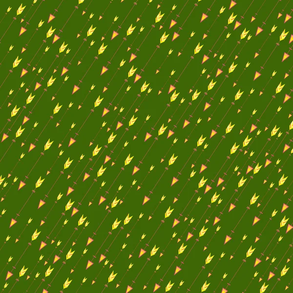 Motif sans couture de flèches décoratives sur un fond vert — Image vectorielle