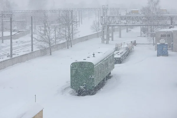 Śniegu na dworca kolejowego — Zdjęcie stockowe