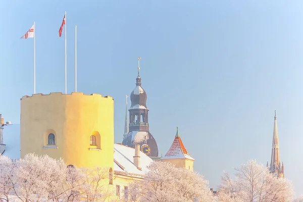 Pałac Prezydencki w Rydze zimą — Zdjęcie stockowe