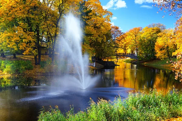 Herfst in het park van de stad van Riga — Stockfoto