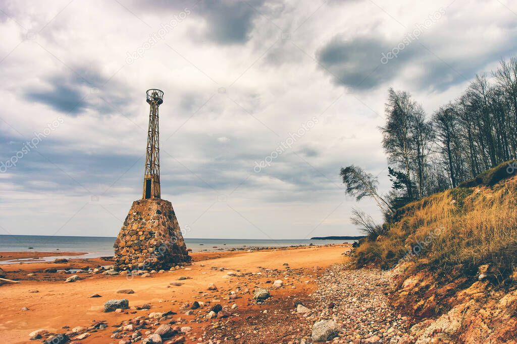 Old ruined lighthouse in the Baltic