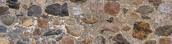 Pared Una Antigua Casa Hecha Grandes Piedras Cemento Forma Tradicional — Foto de Stock