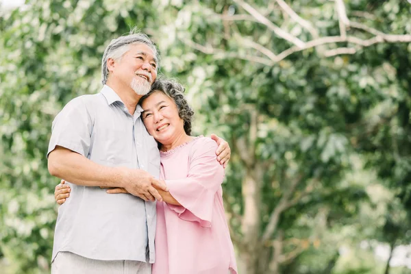 Mutlu üst düzey Asya çift birbirlerine holding — Stok fotoğraf