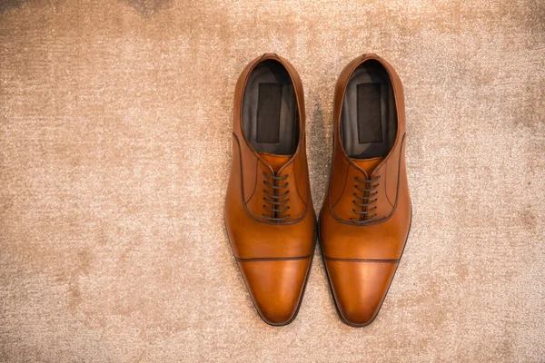 Коричневої Шкіри Класичного Чоловічого Взуття Поверсі — стокове фото