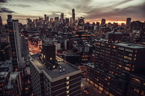 New York City Manhattan Midtown Aerial View Skyscrapers Twilight Time — Stock Photo, Image