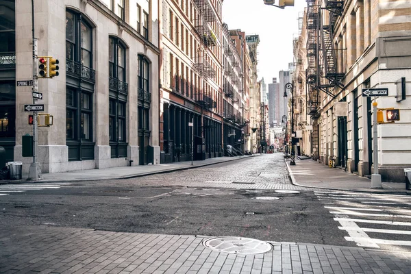 Rua Vazia Pôr Sol Distrito Soho Manhattan Nova Iorque — Fotografia de Stock