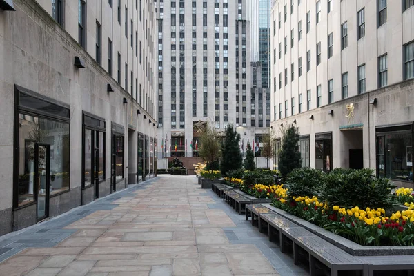 Leeres Rockefeller Center Ohne Menschen Wegen Covid Sperrung Bundesstaat New — Stockfoto