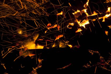 Barbeküde yanan kömürlerin kıvılcımı