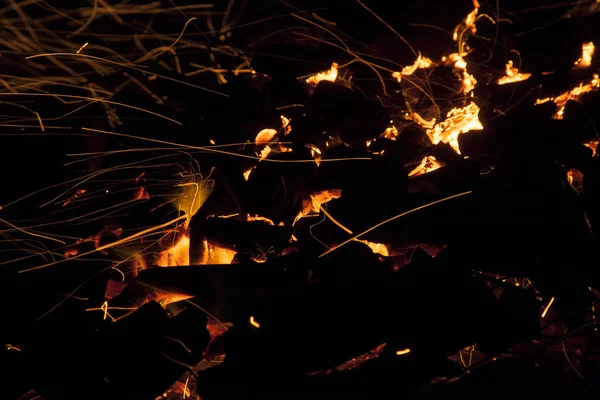 바베큐에서 불타고 있는 살아 있는 석탄 — 스톡 사진