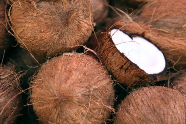 Hindistan cevizi Hindistan gıda pazarında yığını