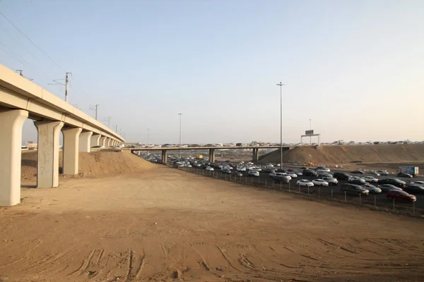 Estradas Deserto Pôr Sol Arábia Saudita Jeddah — Fotografia de Stock