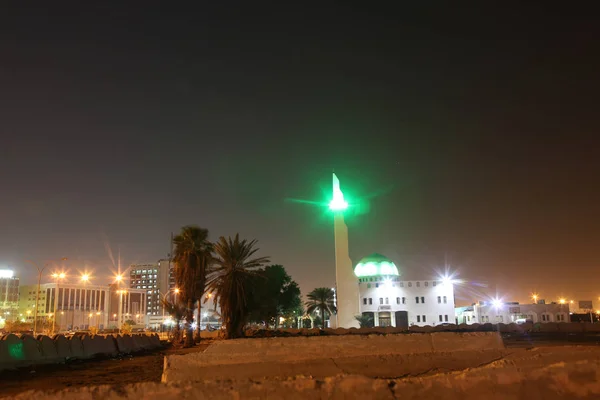 Masjid Pantai Dekat Balad Daerah Perbelanjaan Pada Malam Hari Jeddah — Stok Foto