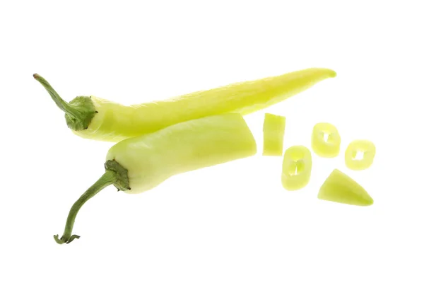 Bananenpfeffer Oder Gelber Wachspfeffer Isoliert Vor Weißem Hintergrund — Stockfoto