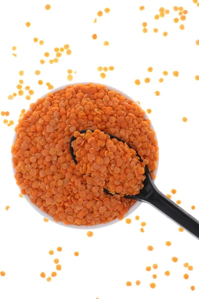 Розташований Білому Тлі Лінзою Orange Masoor Dal Red Chief Ізольованою — стокове фото