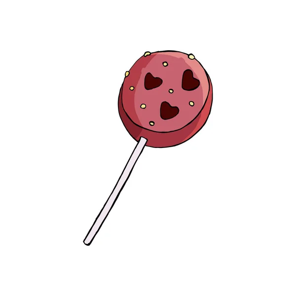 粉红棒棒糖与心脏 Eps — 图库矢量图片