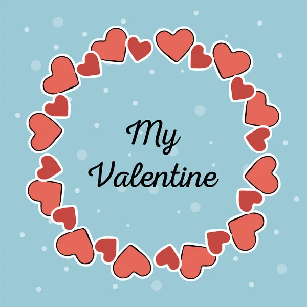 Valentine Frame Hearts Blue Background Wreath Hearts Vector Illustration Decoration — 스톡 벡터
