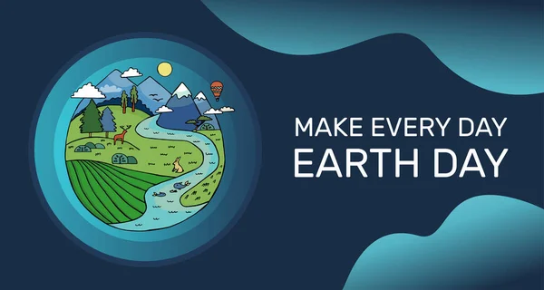 Happy Earth Day Banner Zur Feier Der Umweltsicherheit Auf Blauem — Stockvektor