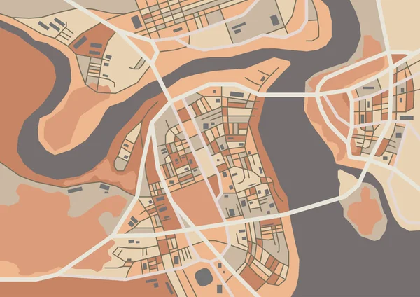Vektorová mapa dekorativní města — Stockový vektor