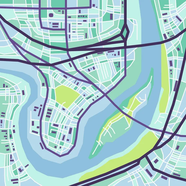 ベクター装飾的な市内地図 — ストックベクタ