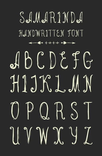Handgeschreven geborsteld alfabet — Stockvector